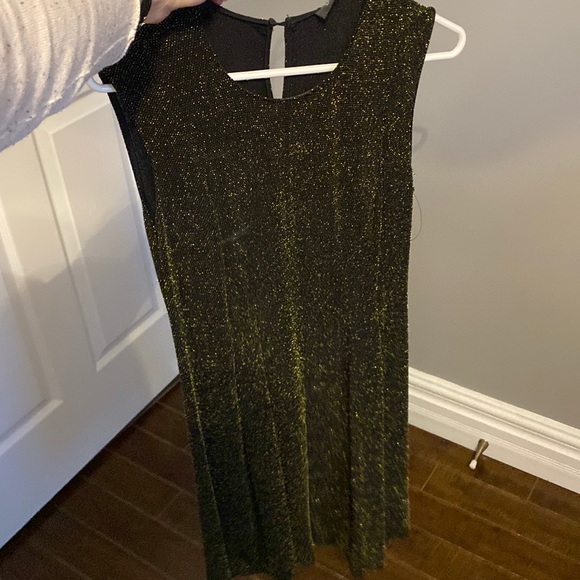 Gold Sparkle Fit & Flare Holiday Dress - Picture 2 of 4